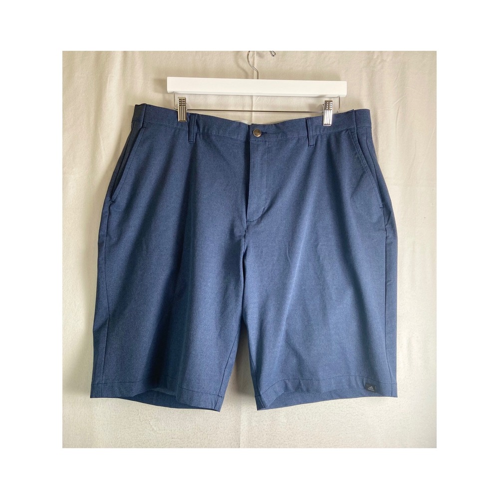 Adidas Golf Shorts Mens 40 Navy Blue Heathered Performance Flat Front Athletic
